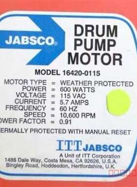 议价Jabsco 16420-0115 赛莱默电动桶泵 Xy适用