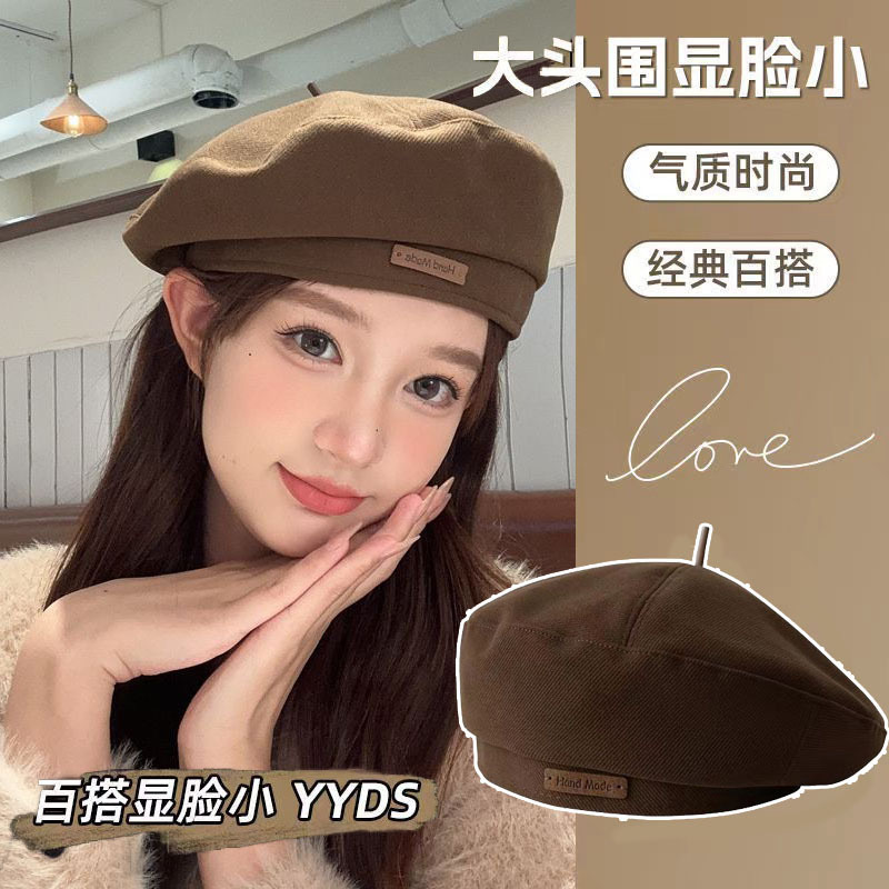 帽子女士贝雷帽2025新款复古黑色毛呢显脸小春夏蓓蕾帽文艺英伦风
