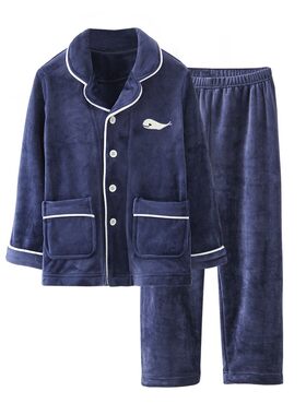 儿童睡衣秋冬季法兰绒睡衣海岛绒保暖加绒男童女童家居服套装加厚