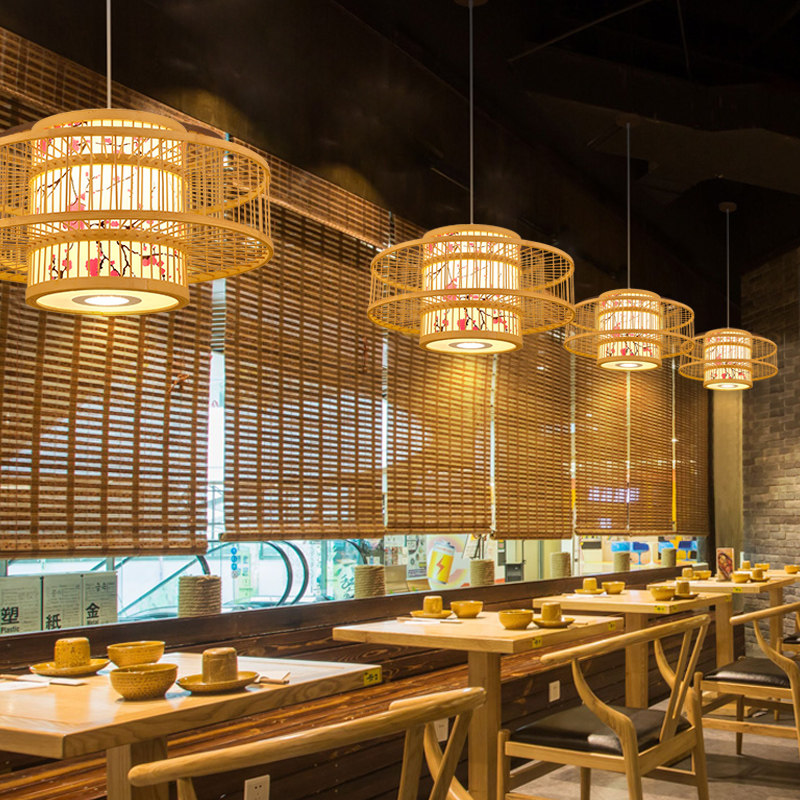 竹编竹子灯罩伞灯餐厅中式禅意灯具茶室饭店民宿火锅店竹吊灯包邮,家装灯饰光源,餐厅吊灯,淘宝优惠券,粉丝福利购,淘宝优惠卷