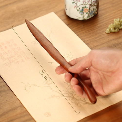 非洲酸枝木裁纸刀 裁宣刀实用木制木器不留毛边文房四宝摆件实用