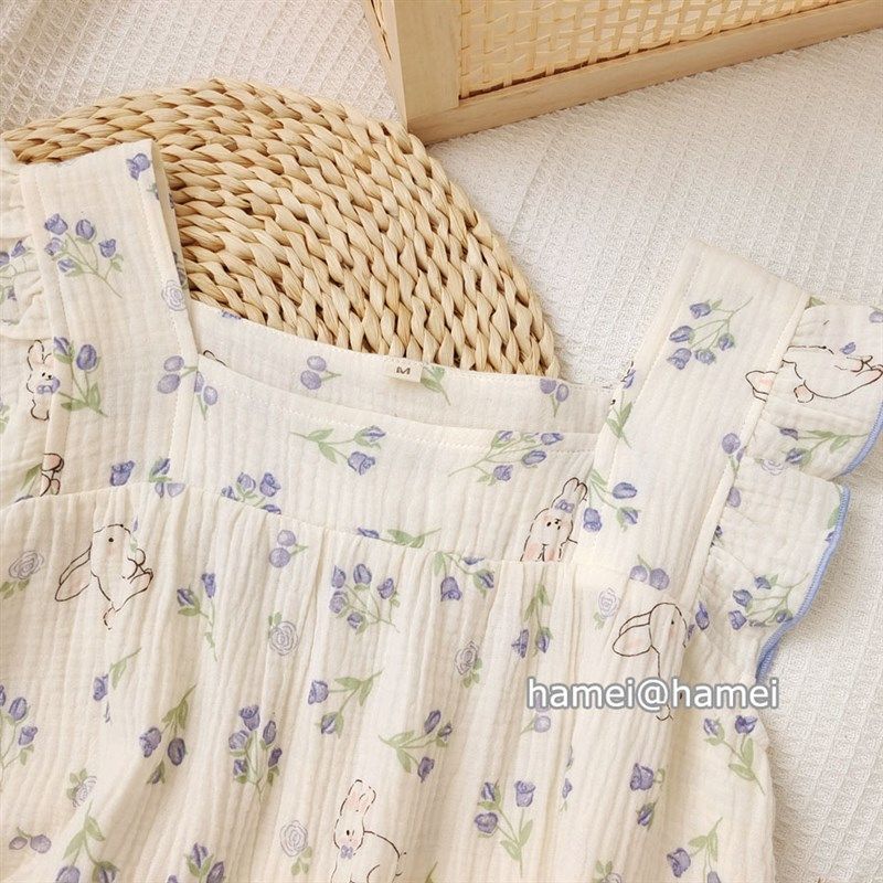 【紫花兔兔】纯棉棉纱可爱甜美短袖宽松睡裙女款夏款甜美风家居裙,女士内衣/男士内衣/家居服,睡裙,淘宝优惠券,粉丝福利购,淘宝优惠卷