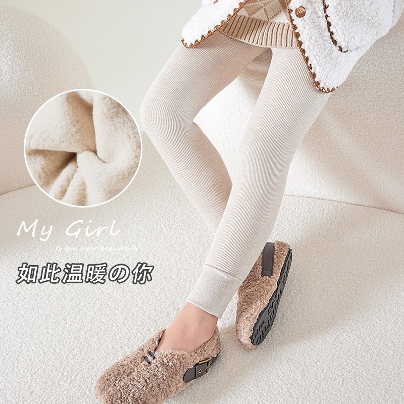 女童打底裤加绒加厚秋冬款宝宝纯棉踩脚裤子外穿中大童舞蹈连裤袜