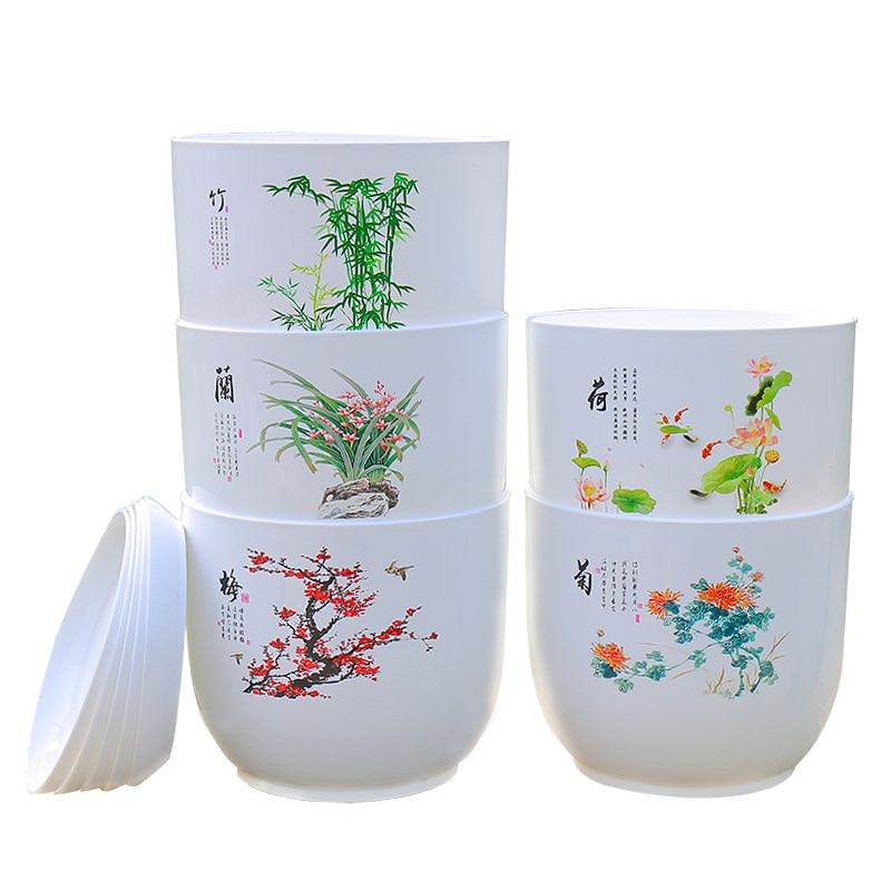 塑料花盆无孔水培碗莲盆睡莲铜钱草仿陶瓷超大号绿萝水生植物花盆