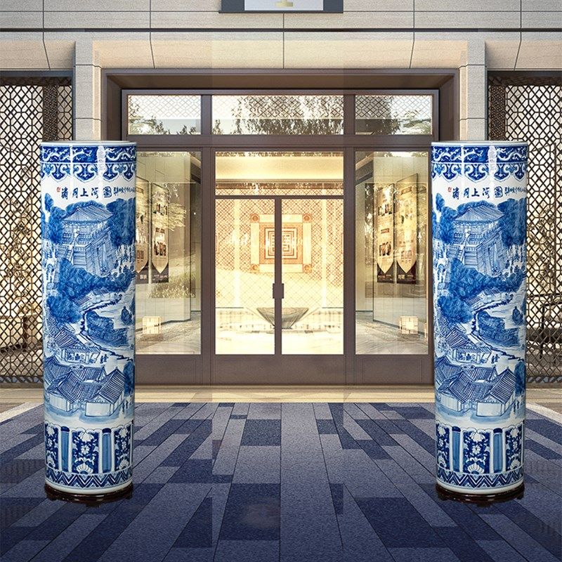 景德镇陶瓷手绘青花瓷落地大花瓶箭筒客厅电视柜中式装饰乔迁摆件,家居饰品,花瓶,淘宝优惠券,粉丝福利购,淘宝优惠卷