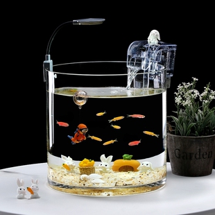 小型水草灯鱼缸节能防溅水超亮观赏水族造景斗鱼缸全光谱增艳夜灯