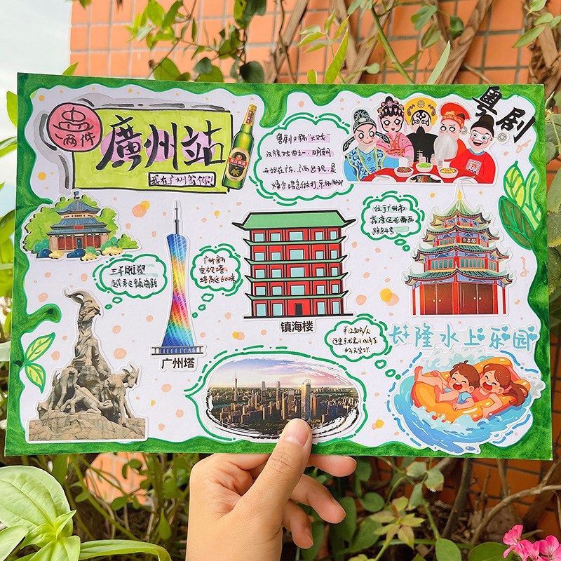 广州旅游手帐贴纸城市建筑美食文化手抄报识字报幼儿园绘本贴画,文具电教/文化用品/商务用品,贴纸/立体贴纸,淘宝优惠券,粉丝福利购,淘宝优惠卷