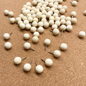 100个木质圆形图钉原木色软木板毛毡照片墙按钉工字钉幼儿园钉