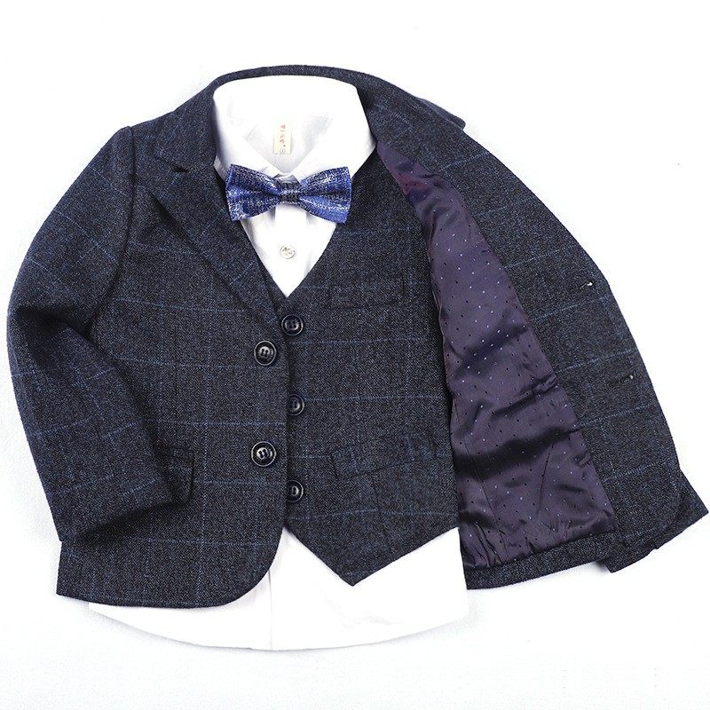 男童礼服套装十周岁男孩生日西装加绒加厚冬季儿童小西服外套冬10