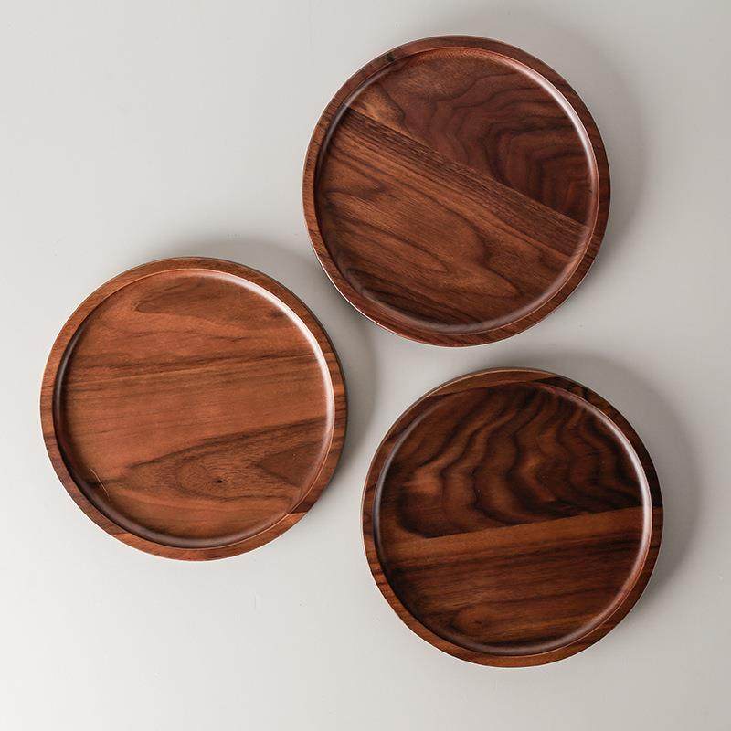 高档木质托盘黑胡桃木茶托盘圆形餐盘点心盘茶盘果盘,电子/电工,接线端子,淘宝优惠券,粉丝福利购,淘宝优惠卷