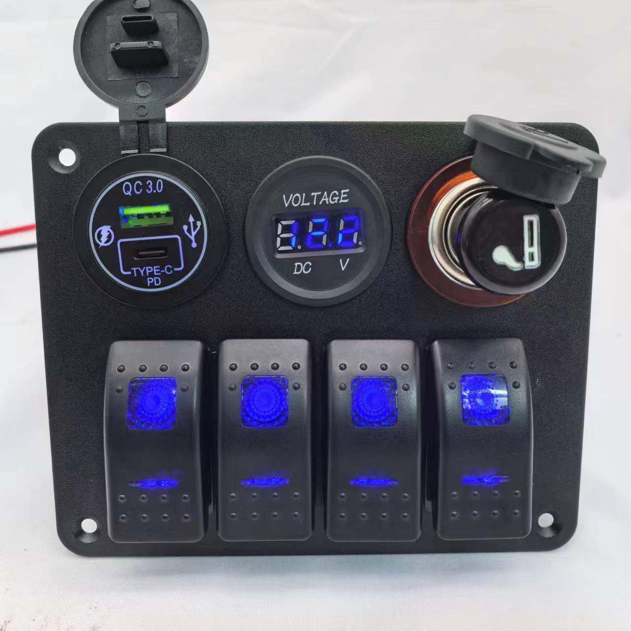热卖款车船改装面板组合开关4+3车充A+C电压表数显点烟器组合,电子/电工,接线端子,淘宝优惠券,粉丝福利购,淘宝优惠卷
