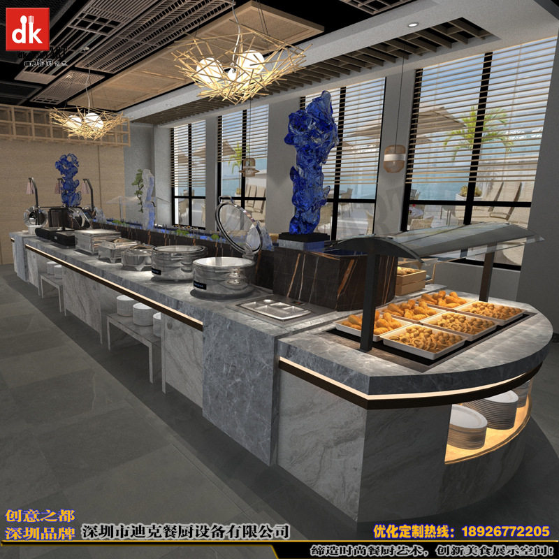 自助餐厅装修设计CAD图纸酒店移动布菲台单位餐厅自助餐台设计