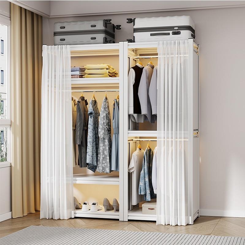 衣柜货架防尘帘衣帽间大衣柜遮挡布轨道滑轨免打孔开放式柜