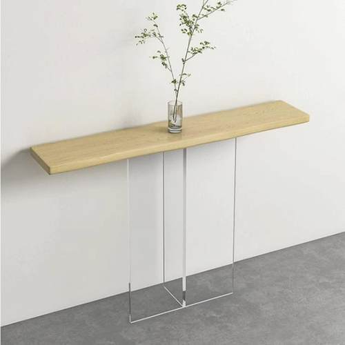 玄关桌轻奢亚克力靠墙窄边台入户正对门简约现代艺术实木条案玄关