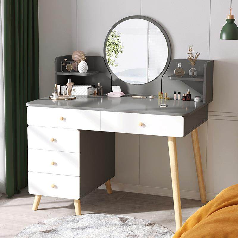 梳妆台简约高级感化妆桌化妆镜一体卧室小户型新款书桌网红化妆台