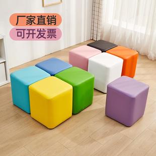 幼儿园阅读室沙发凳儿童软包凳试衣间凳子展会面包凳婚礼车展方凳