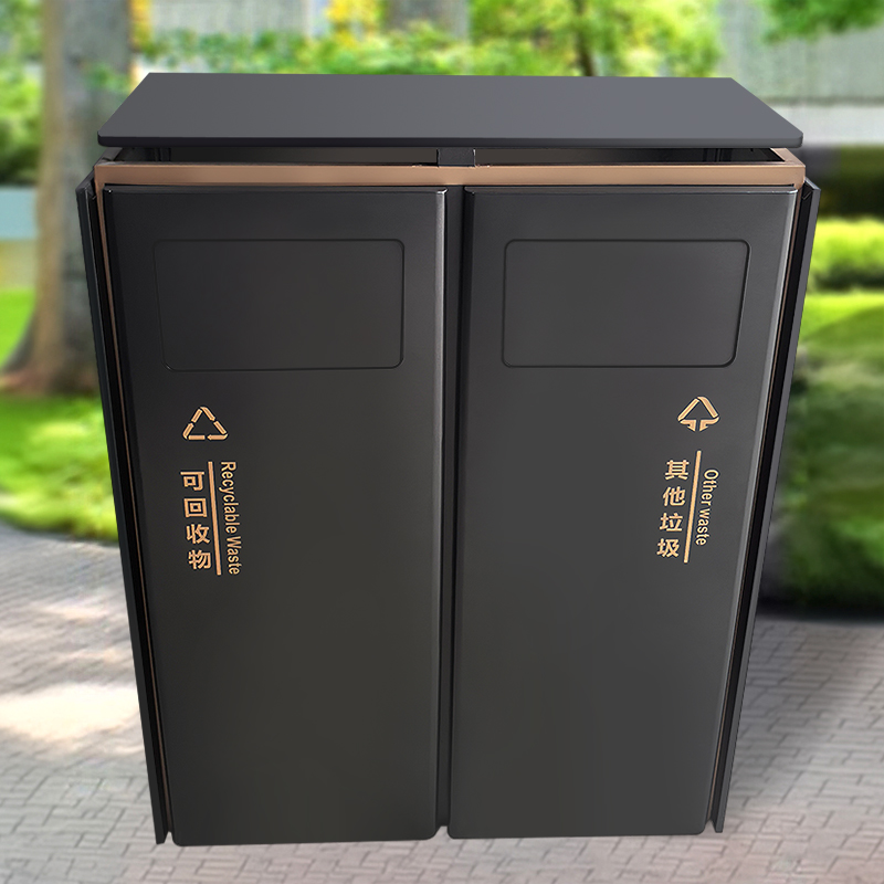 户外分类不锈钢果皮箱