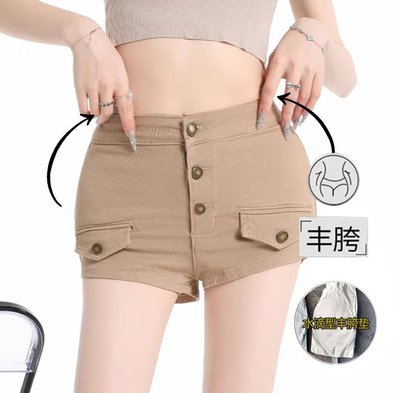 纯欲风丰胯牛仔短裤女2026夏季新款百搭多扣高腰外穿显瘦包臀热裤
