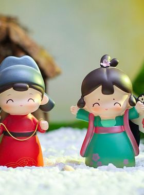 摆件汉服新款ins花铃青梅竹马装饰女孩人物公仔手办玩偶小国风