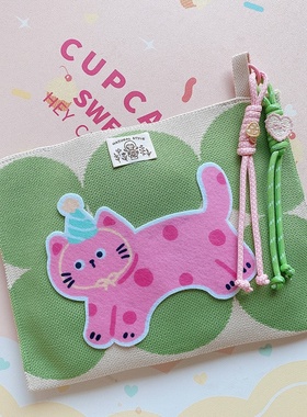 HD9256A08春夏小清新绿色猫咪针织纸巾盒收纳袋创意可爱纸巾袋