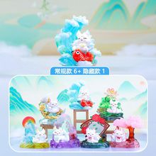 国潮同款网红风盲盒发光创意装饰品带灯国风桌面摆件九尾狐