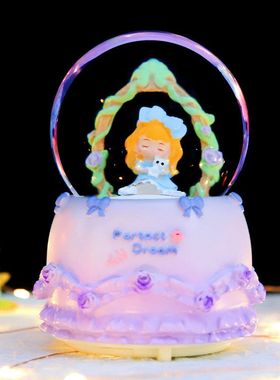 小姐芙拉飘雪送日生日礼物八音盒女孩音乐盒女友女生儿童节水晶球