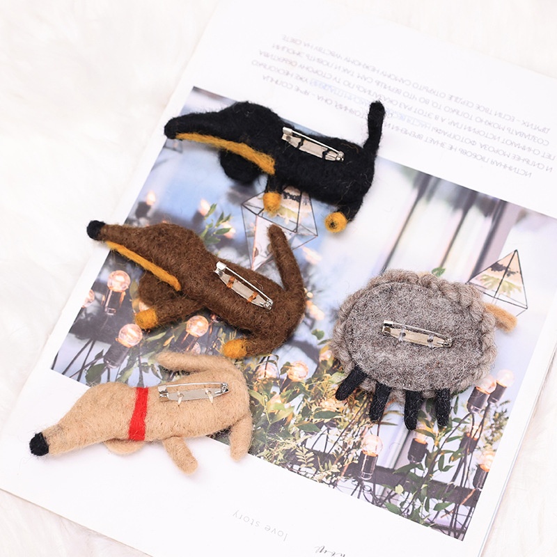 ins风羊毛毡手工可爱毛绒小狗刺猬胸针别针服装配饰配件创意礼品