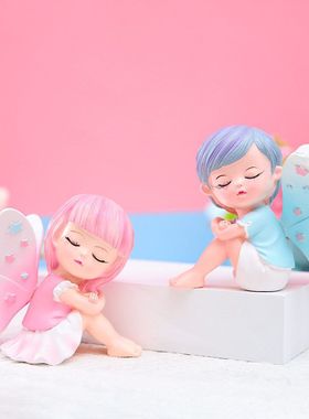 礼物桌面之翼公仔手办天使中控台装饰花仙子汽车可爱女孩树脂