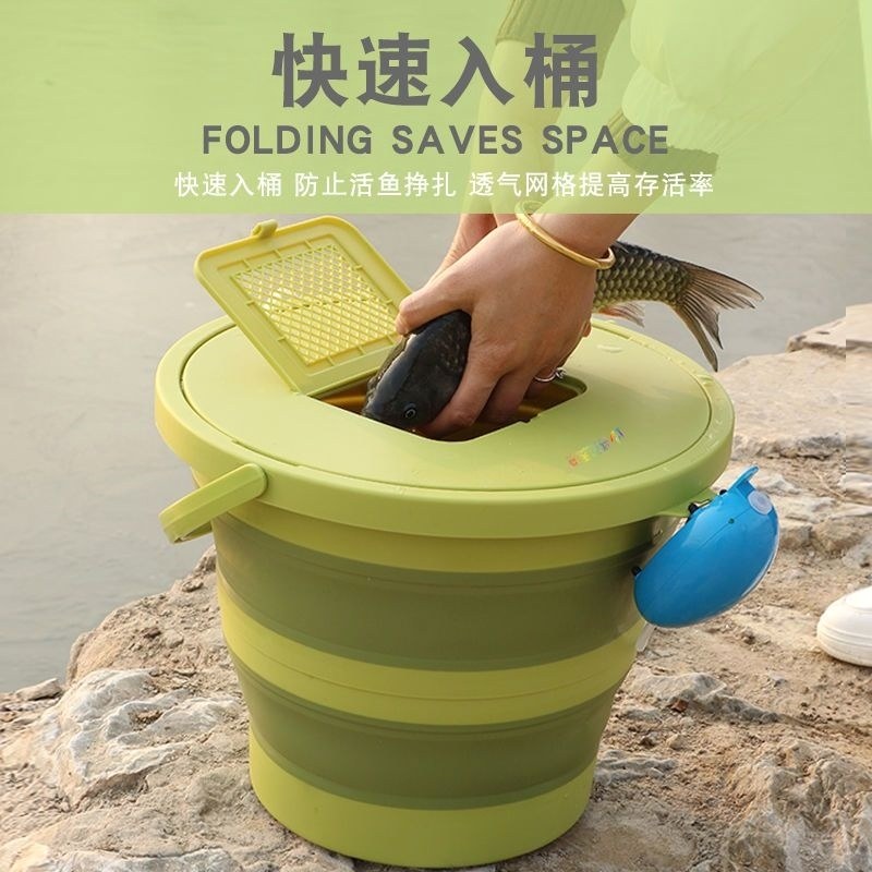 新款户外手可折叠加厚折叠式圆形带盖带透气小盖钓鱼活鱼装鱼桶,户外/登山/野营/旅行用品,装鱼桶,淘宝优惠券,粉丝福利购,淘宝优惠卷