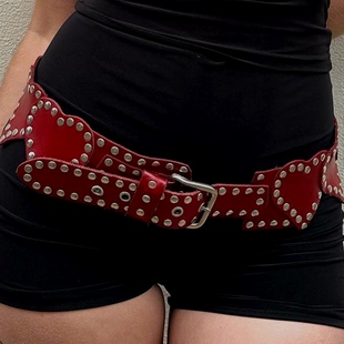 Rapcopter美式朋克风爱心铆钉腰带女复古感特色辣妹个性腰部配饰