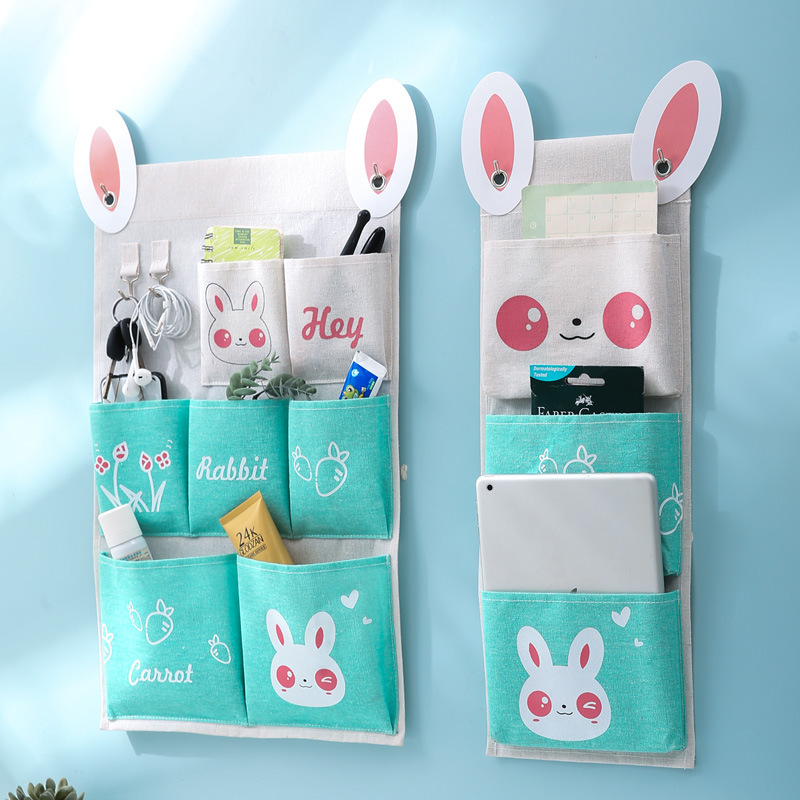 新品 CH宿舍门后收纳挂袋卧室壁挂式布艺卡通储物挂袋衣柜可爱整