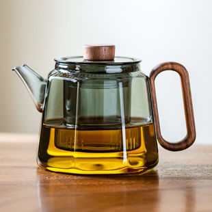 一人独饮小茶具玻璃泡茶壶茶水分离耐热加热煮花带红