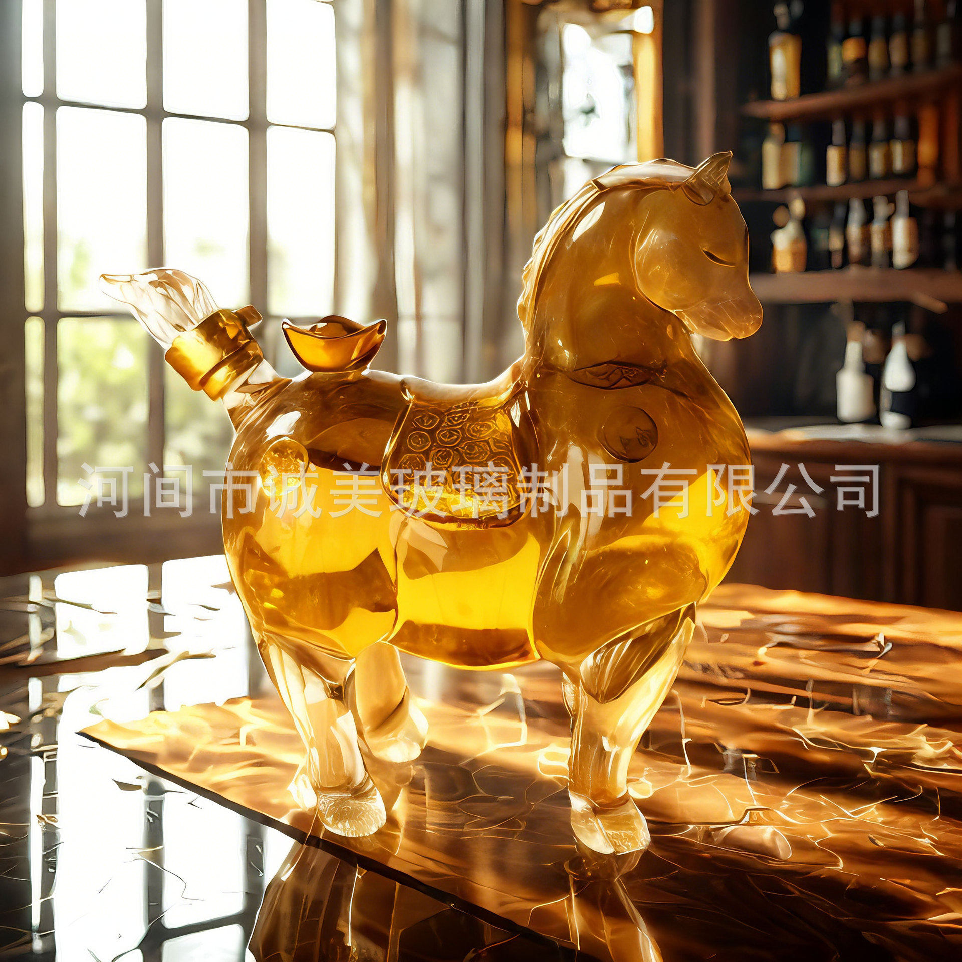 高硼硅玻璃动物酒瓶新款马上有钱十二生肖工艺醒酒器琉璃圣诞节