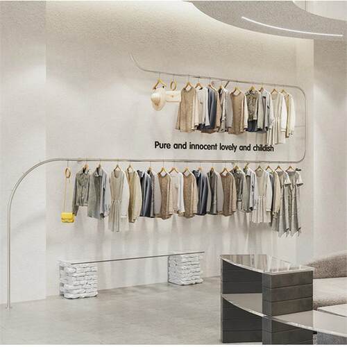 服装店壁挂式展示衣帽架创意上墙不锈钢陈列服装架女装店挂衣架