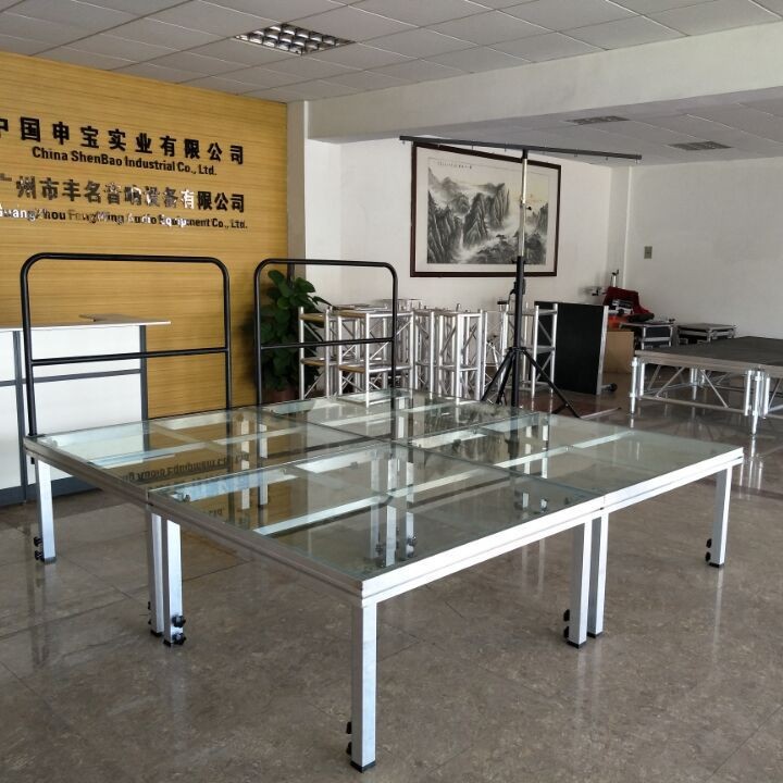 玻璃简易舞台卡扣快装活动钢化玻璃舞台工厂出售出口舞台stage