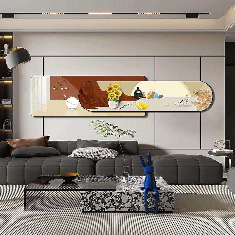 客厅装饰画轻奢高级感现代简约壁画免打孔挂画2024新款横款墙画