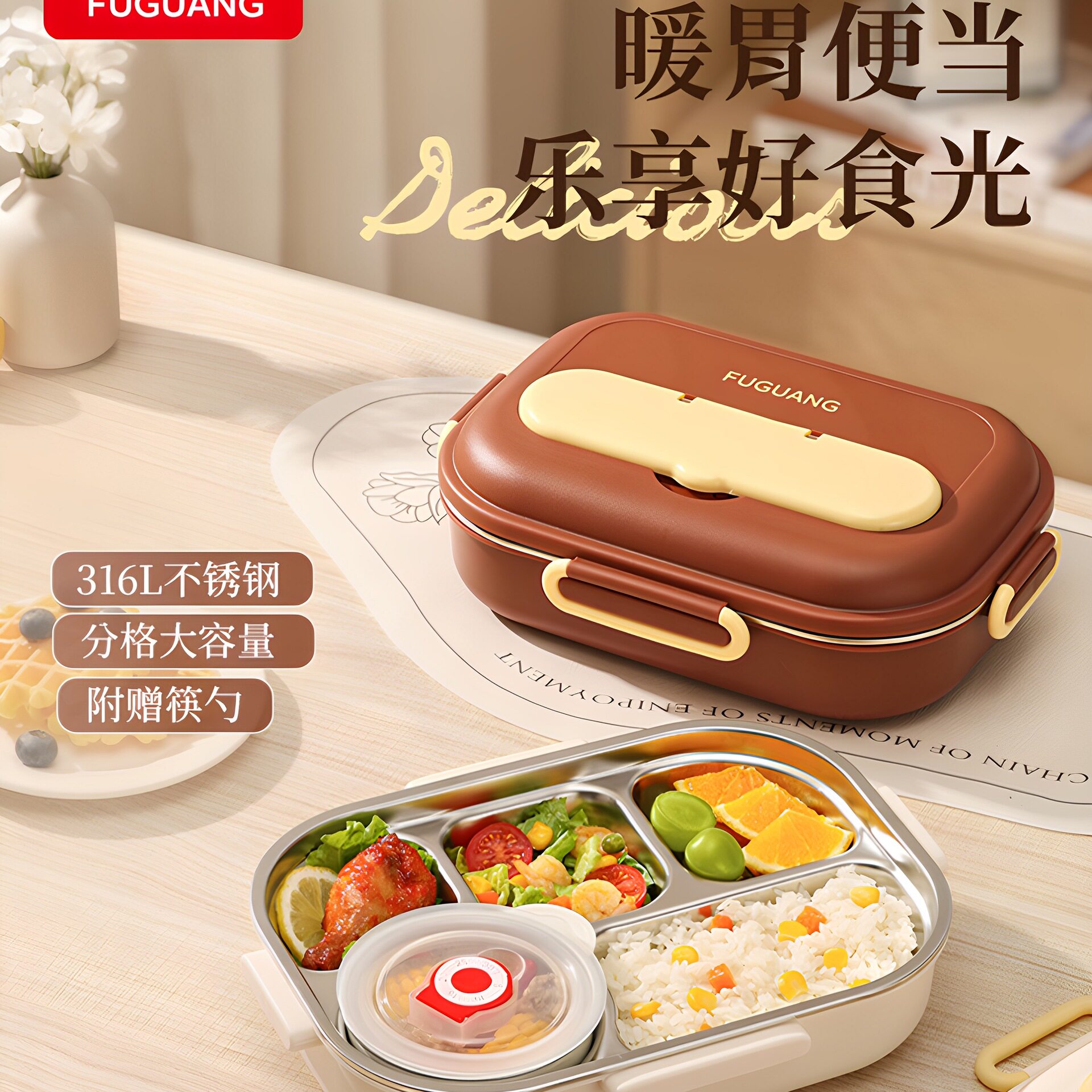 316不锈钢保温饭盒上班族小学生餐盘食堂分格餐盒便当盒