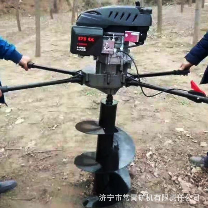 手持旋挖钻机双人二冲程螺旋钻开坑机汽油二冲程植树打穴钻孔机