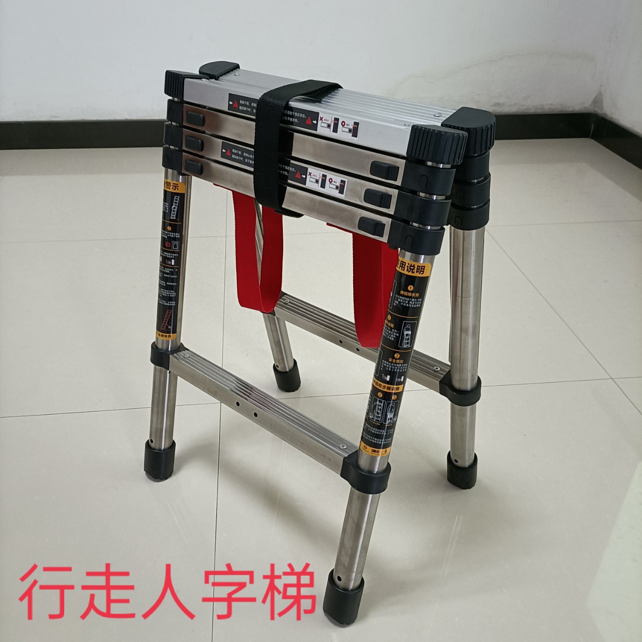加厚伸缩梯子不锈钢行走人字梯走梯家用收缩折叠升降双面楼梯架梯