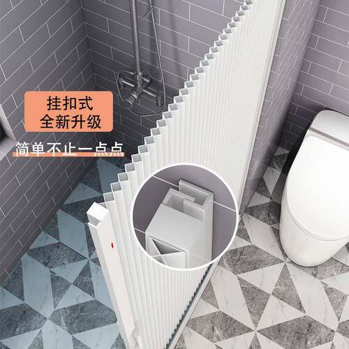 浴帘防水布防霉卫生间隐形门帘套装折叠加厚免打孔浴室网红隔断帘