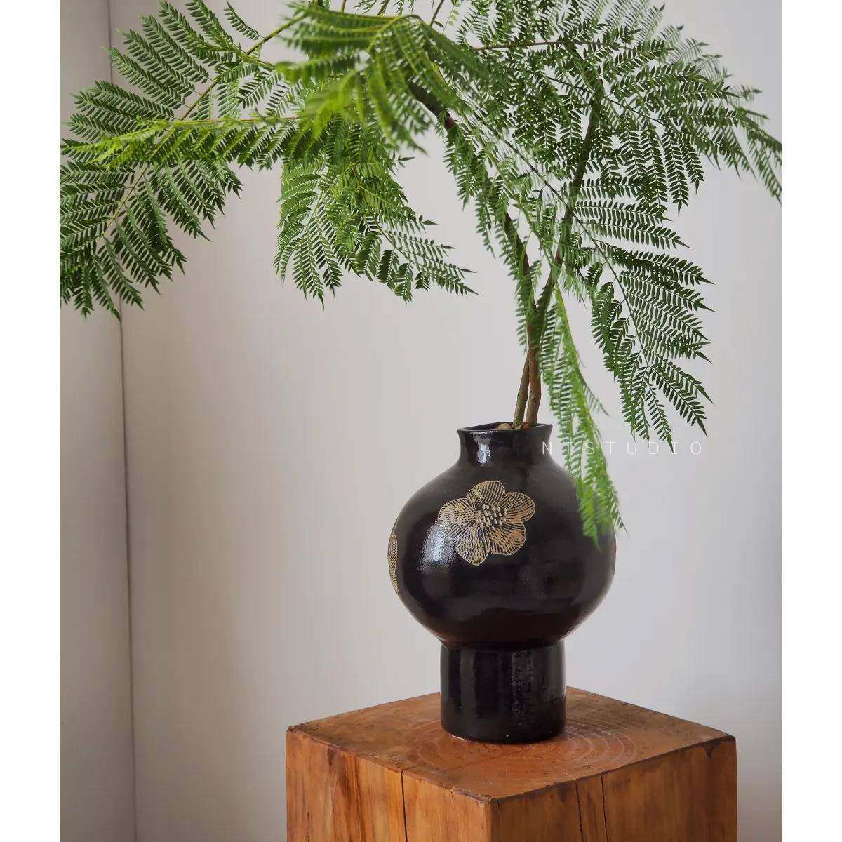 创意复古中古风灯笼造型法式玻璃花瓶艺术插花摆件客厅装饰花器