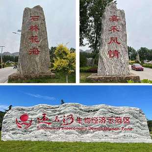 小区地标石大型天然雪浪石刻字大石头门口广场风景石