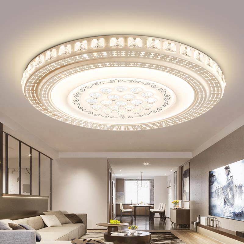 包安装轻奢客厅主灯2024新款现代简约卧室吊灯圆形led水晶吸顶灯