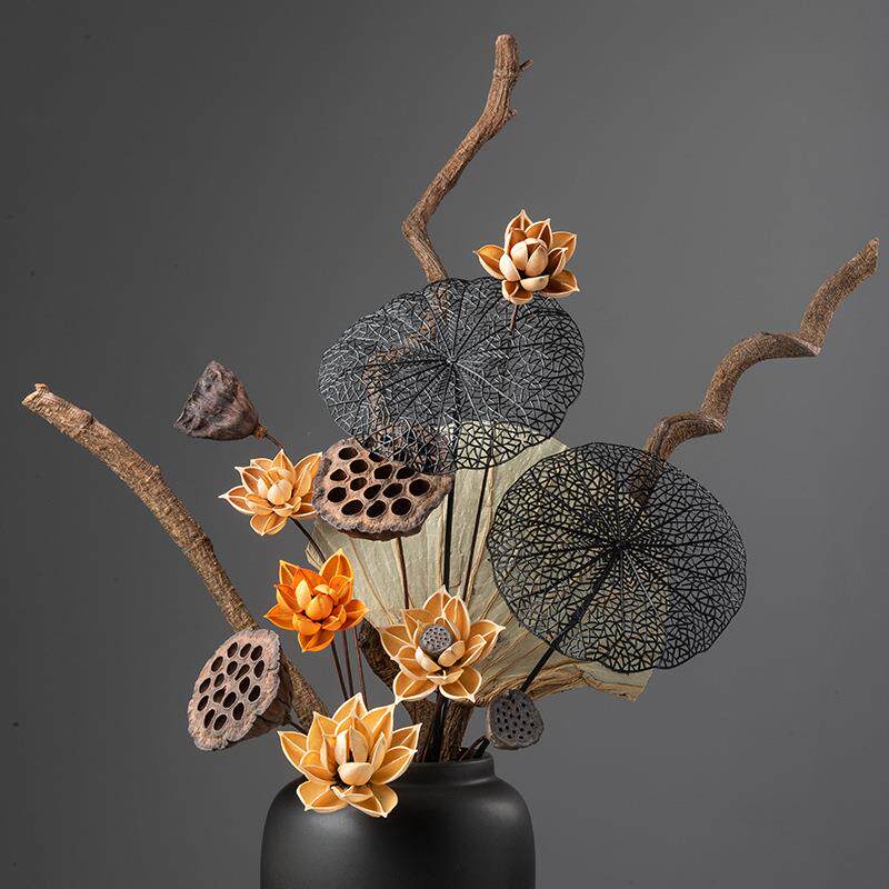 干花花束真花手工落地高枝装饰摆件招财天然莲蓬插花家居客厅摆设