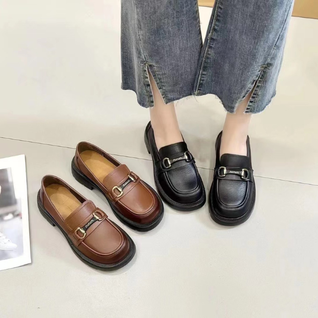 门店36&9！瓦伦丁乐福鞋」头层牛皮鞋面英伦厚底休闲皮鞋女 C2278