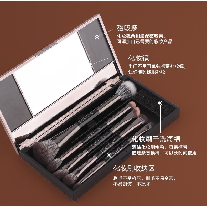 露薇雅耀金系列升级款双头初学者套盒眼影刷套刷点彩刷便携初学者