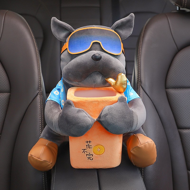 创意车载纸巾盒垃圾桶二合一可爱汽车扶手箱抽纸盒网红车内装饰品