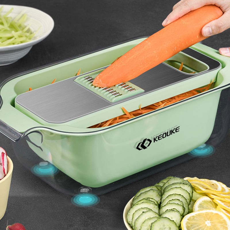 克欧克家用沥水篮土豆丝切丝器厨房切菜擦刨丝器不锈钢神器多功能