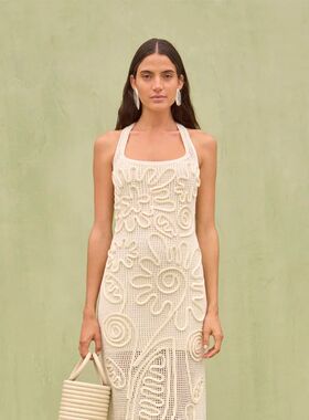 Women's Elegant Knitted Long Dress Blue Luxary Suspenders Sl