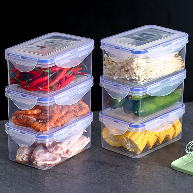 【6个装带密封圈】冰箱保鲜盒食物收纳盒微波饭盒便当盒密封储物